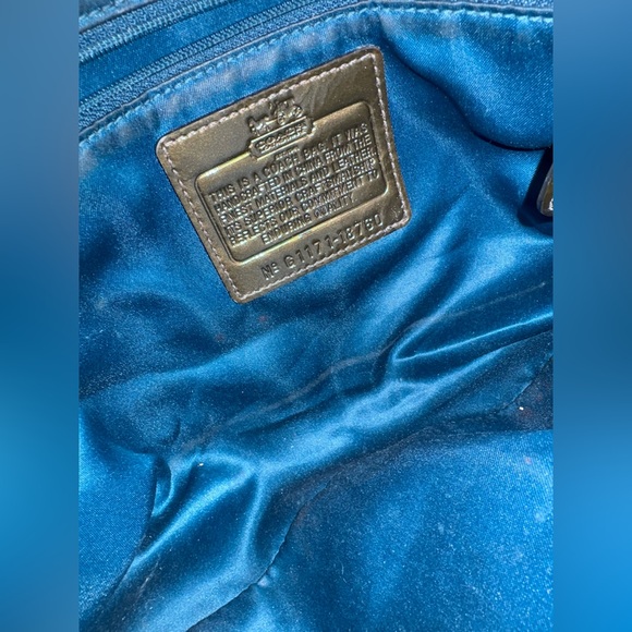 Coach Madison Maggie Hobo Bag Gunmetal Olive Patent Leather Handbag Purse 18760 - Picture 7 of 10